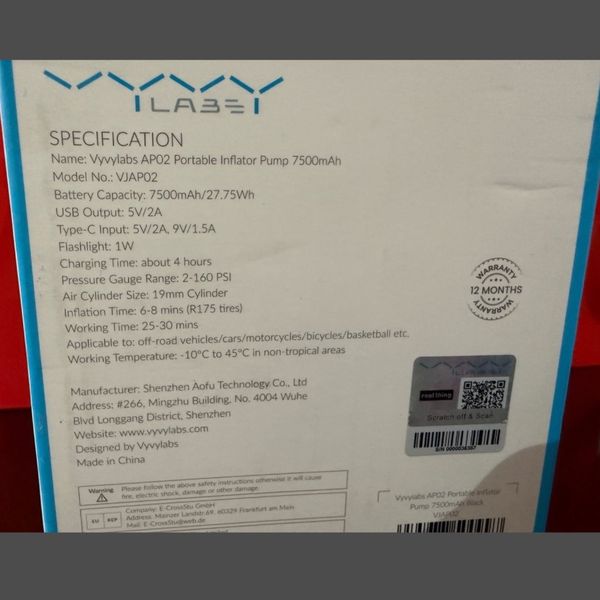 پمپ باد شارژی حرفه ای VyVylabs (وی وی لبز) مدل AP02