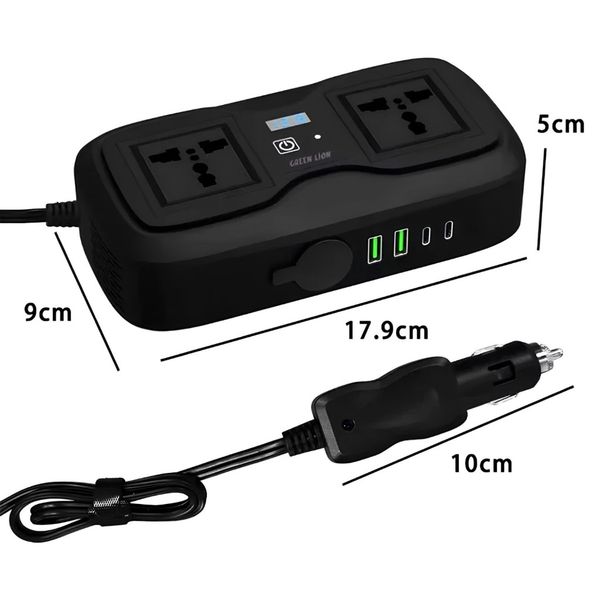 اینورتر و شارژر فندکی خودرو 200 وات / گرین لاین مدل GC-233