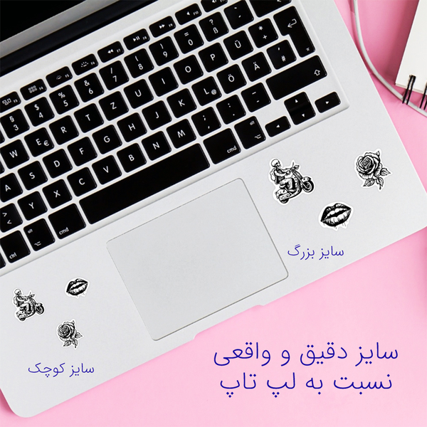 برچسب فانتزی مدل سیاه سفید کد 0215 مجموعه‌ی 50 عددی