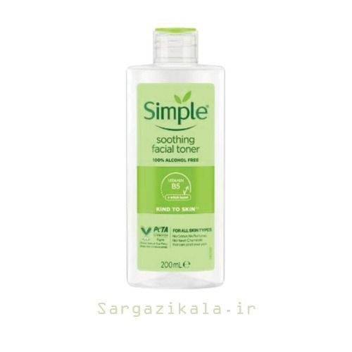 تونر پاک کننده صورت سیمپل مدل Soothing حجم 200 میلی لیتر