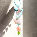 جاکلیدی دخترانه فانتزی گل صورتی و آبی پاستلی