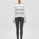 بلوز طرح بافت ریز و استین پارچه ای