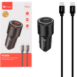 شارژر فندکی proone PCG30 PD 52.5W دوپورت با کابل TYPE-C