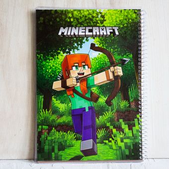 دفتر فانتزی خط دار ماینکرافت طرح الکس | دخترانه | 50 برگ | با خط های آبی کد 1