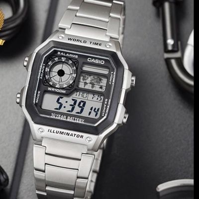 ساعت دیجیتال مردانه جهانی مدل AE1200WHD - 42 میلی‌متر - نقره‌ای  مستر کوالیتی casio سه ماه ضمانت موتوری