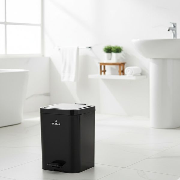 سطل پدالی و بادبزنی دو جداره مشکی – با کیفیت و طراحی مدرن