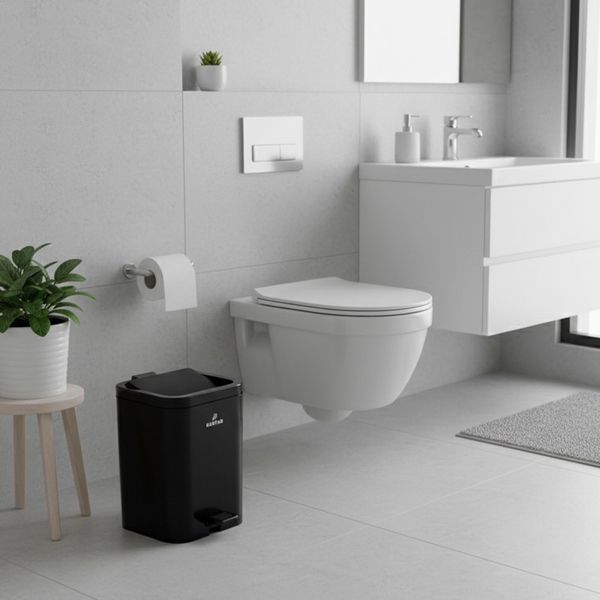 سطل پدالی و بادبزنی دو جداره مشکی – با کیفیت و طراحی مدرن