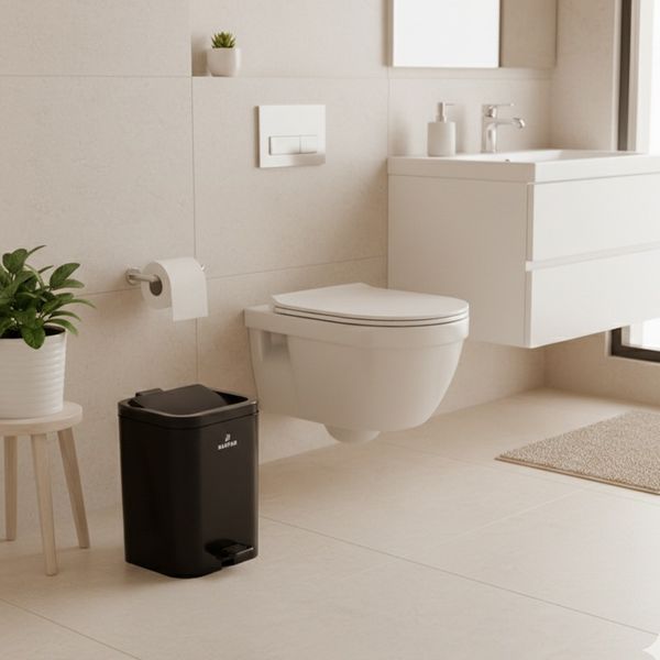 سطل پدالی و بادبزنی دو جداره مشکی – با کیفیت و طراحی مدرن