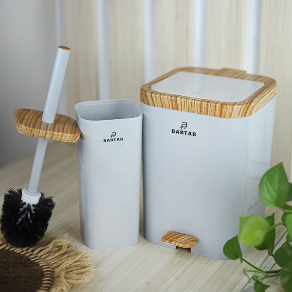 سطل و فرچه دو جداره طرح چوب دو حالته (پدالی و بادبزنی) – توالتشوی با کیفیت