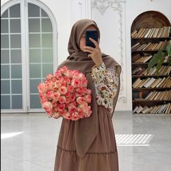 روسری وال نخ قهوه ایی