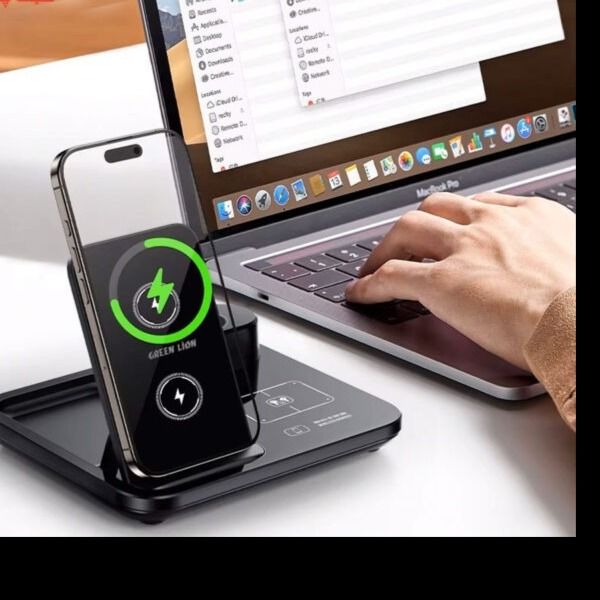 شارژر وایرلس گرین لاین مدل GN3IN1MWCBK سه کاره