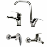 ست شیرآلات 4 تکه مدل اسپانیا کروم علم دوخم (سنگین) (5 سال گارانتی + ارسال رایگان)