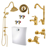 ست 11 تکه مدل قاجاری طلایی + دوش دوکاره شیپوری (5 سال گارانتی شیرآلات + ارسال رایگان)