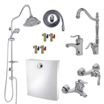 ست 11 تکه مدل قاجاری کروم + دوش دوکاره شیپوری (5 سال گارانتی شیرآلات + ارسال رایگان)