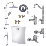 ست 11 تکه مدل قاجاری کروم + دوش دوکاره استیل (5 سال گارانتی شیرآلات + ارسال رایگان)