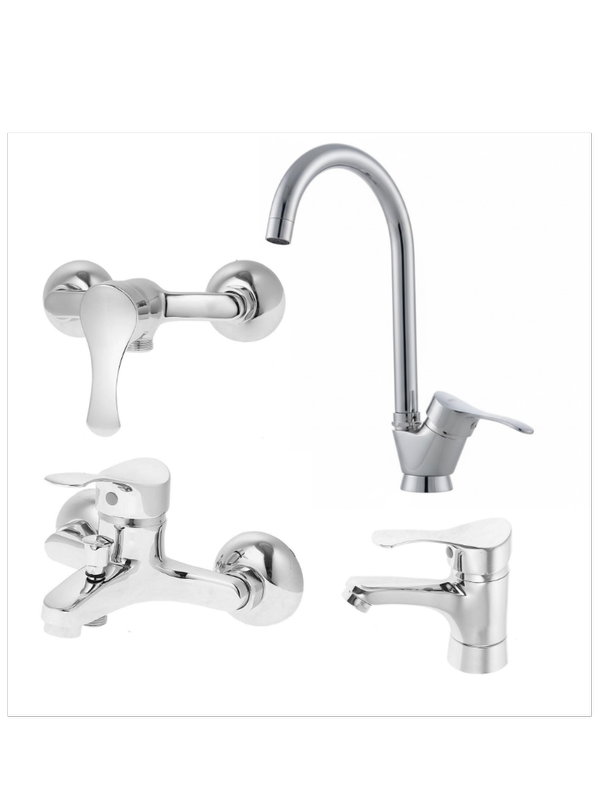 ست 6 تکه مدل لاله کروم + دوش دوکاره استیل (5 سال گارانتی شیرآلات + ارسال رایگان)