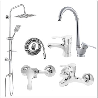 ست 6 تکه مدل لاله کروم + دوش دوکاره استیل (5 سال گارانتی شیرآلات + ارسال رایگان)
