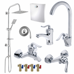 ست 11 تکه مدل قاجاری کروم + دوش دوکاره استیل  (5 سال گارانتی شیرآلات + ارسال رایگان)