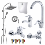 ست 11 تکه مدل قاجاری کروم + دوش دوکاره رسوب‌گیر (5 سال گارانتی شیرآلات + ارسال رایگان)