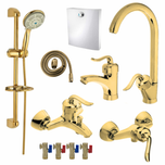 ست 11 تکه مدل قاجاری طلایی + دوش تک کاره (5 سال گارانتی شیرآلات + ارسال رایگان)