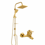 ست 2 عددی دوش حمام قاجاری با علم یونیورست رسوب‌گیر دستی طلایی (5 سال گارانتی شیرآلات)