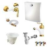 ست بازسازی 9 تکه سرویس بهداشتی قاجاری سفید طلا (5 سال گارانتی شیرآلات)