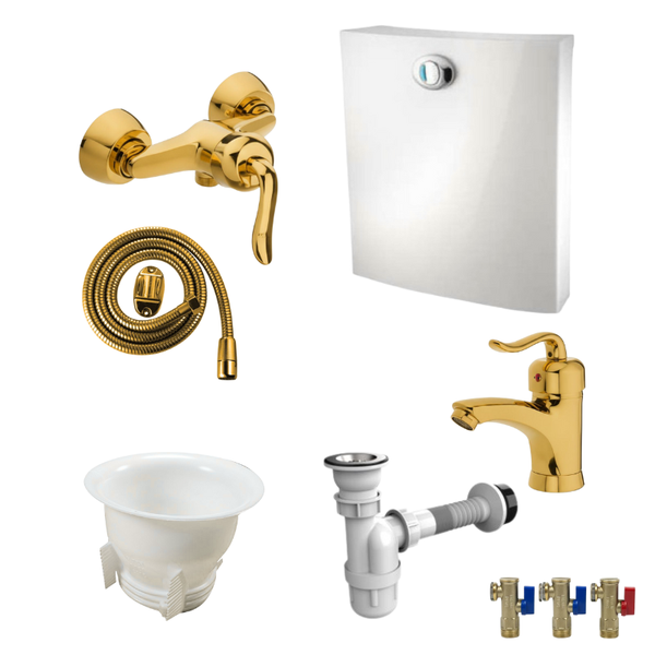 ست بازسازی 9 تکه سرویس بهداشتی قاجاری طلایی (5 سال گارانتی شیرآلات)