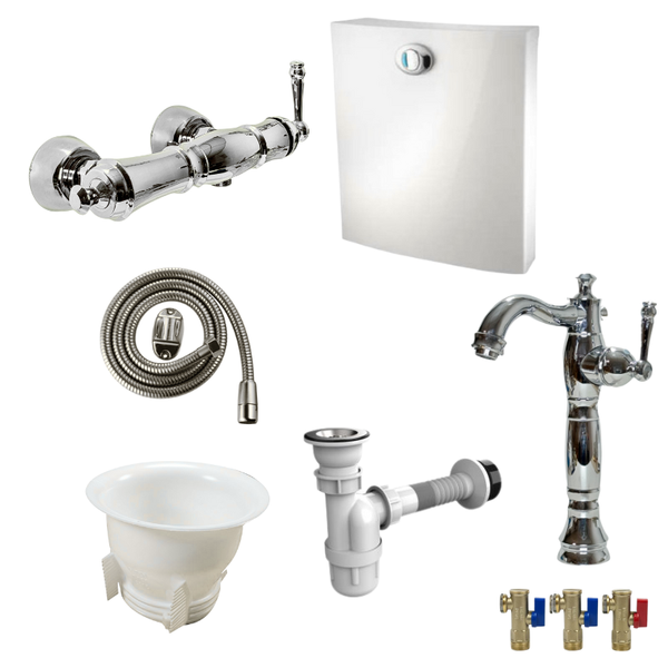 ست بازسازی 9 تکه سرویس بهداشتی لوکس آسمان کروم (5 سال گارانتی شیرآلات)