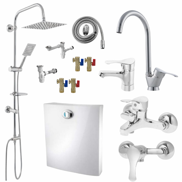 ست 13 تکه مدل لاله کروم + دوش دوکاره استیل (5 سال گارانتی شیرآلات + ارسال رایگان)