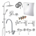 ست 19 تکه مدل لاله کروم + دوش دوکاره استیل (5 سال گارانتی شیرآلات + ارسال رایگان)