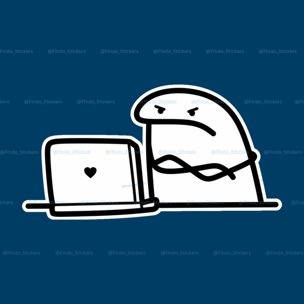 استیکر آدمک با لپ‌تاپ💻