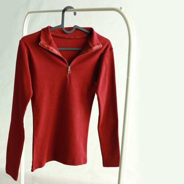 بلوز نیم زیپ کبریتی