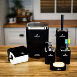 ست بهداشتی شش تکه با درب دو حالته آرام‌بند (بادبزنی و پدالی) مدل نقره‌ای