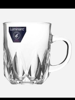 لیوان دستهدار شیشهای منصور لومینارک مدل 5196 بسته 8 عددی مناسب چای و قهوه