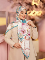روسری ابریشم توییل کجراه قواره 140 مدل طراوت