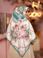 روسری ابریشم توییل کجراه قواره 140 مدل طراوت