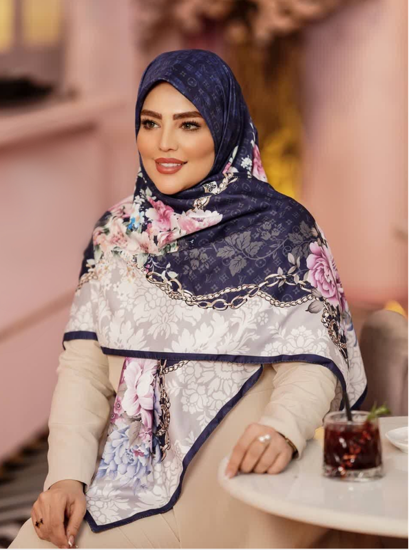 روسری ابریشم توییل کجراه قواره 140 مدل بهار