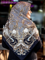 روسری ابریشم توییل کجراه قواره 140 مدل تاج