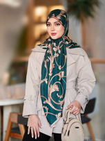 روسری نخی قواره 140 نخ گلوریا مدل زمرد