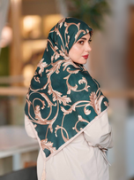 روسری نخی قواره 140 نخ گلوریا مدل زمرد