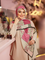 روسری نخی قواره 140 نخ گلوریا مدل چهل تکه
