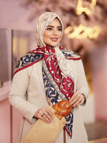 روسری ابریشم توییل کجراه قواره 140 مدل یاقوت