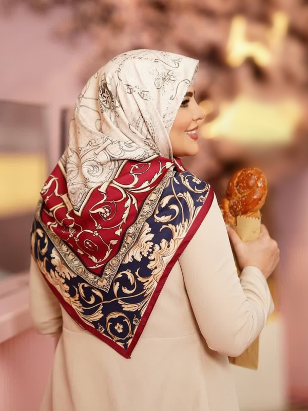 روسری ابریشم توییل کجراه قواره 140 مدل یاقوت