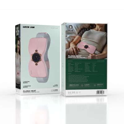 پد گرمایشی قاعدگی گرین‌لاین Green Lion Flora Heat Menstrual Heating Pad با 4 حالت گرما و 4 حالت لرزش