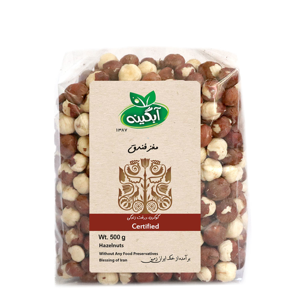 مغز فندق ارگانیک آبگینه 500 گرم