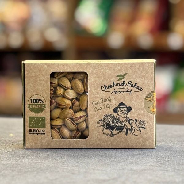 پسته ارگانیک اکبری برشته زعفرانی چشمه بهار 170 گرم