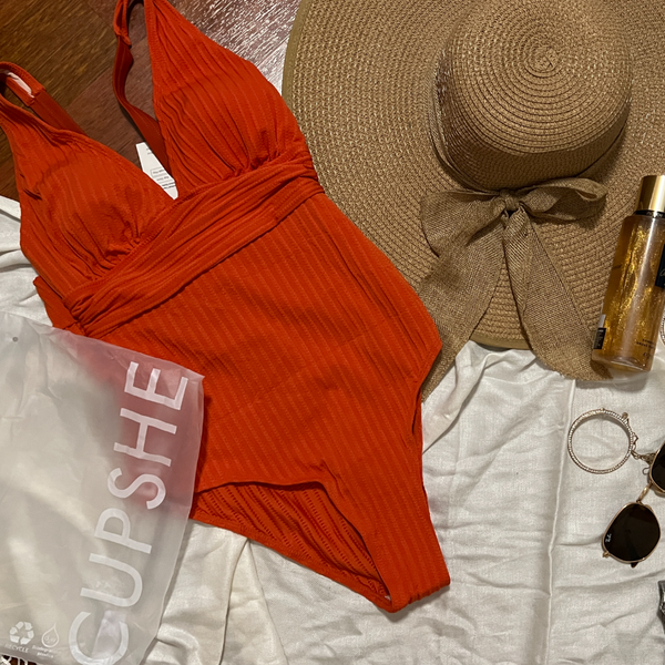 مایو یک تکه زنانه اورجینال برند کاپشی cupshe نارنجی