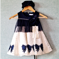 پیراهن مجلسی دخترانه وارداتی ترک برند Bella donna با تل ست