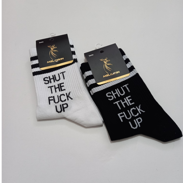 جوراب ساق بلند تکست‌دار (shut the f**k up)