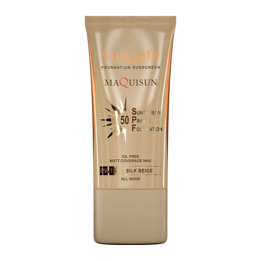 ضدآفتاب کرم پودری بژ ابریشمی  سان سیف SPF50